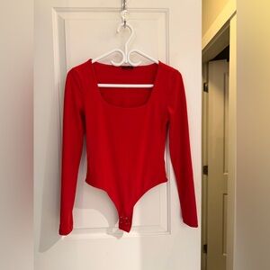 Dynamite Sculpt Long Sleeve Red Bodysuit